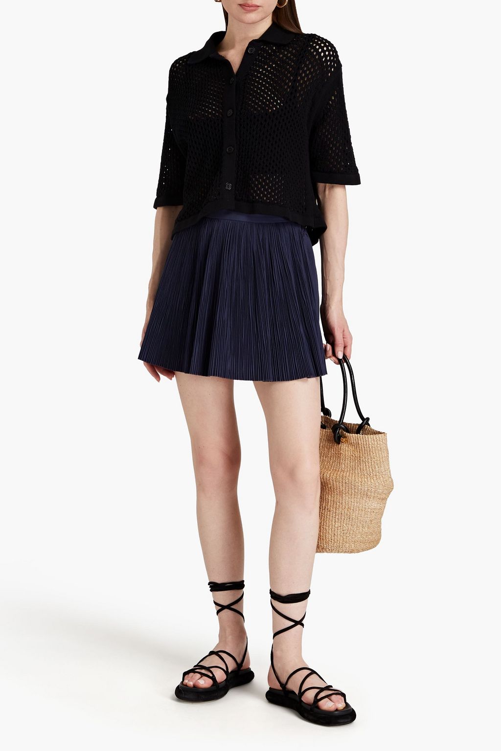 REDVALENTINO شورت من قماش بليسيه المصنوع من مزيج القطن