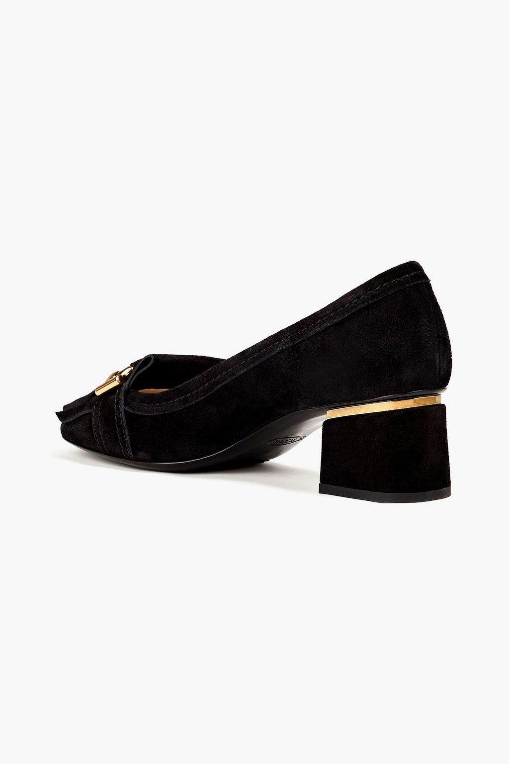 TOD'S Embellished fringed suede pumps