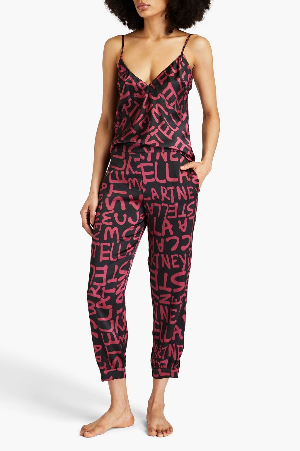STELLA MCCARTNEY Logo-print stretch-silk satin camisole
