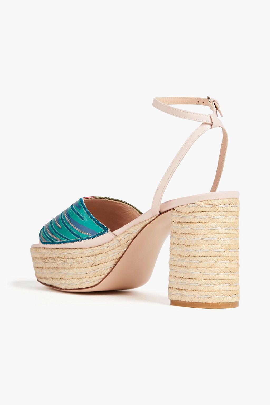 REDVALENTINO Embroidered leather espadrille platform sandals