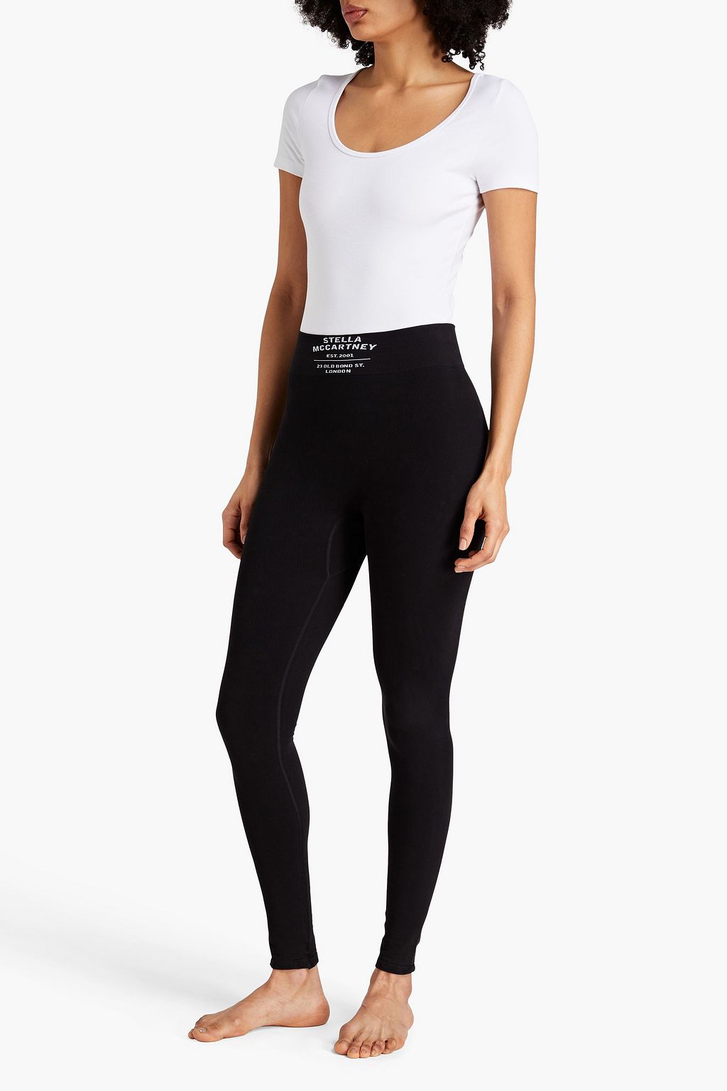 STELLA MCCARTNEY Gerippte Leggings aus Jersey aus einer Baumwollmischung mit Print