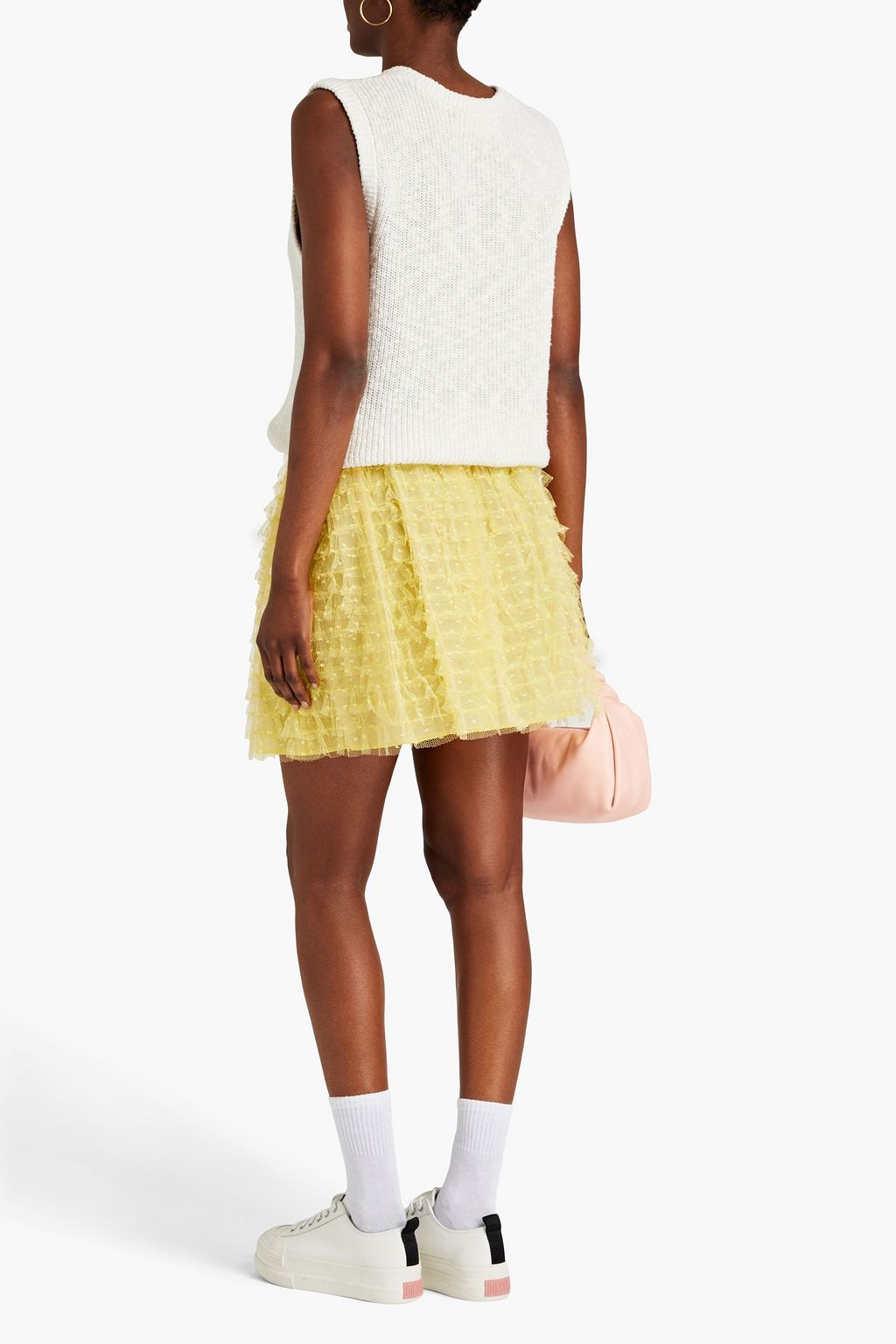 REDVALENTINO تنورة قصيرة من قماش بوان ديسبري بتصميم مقسم