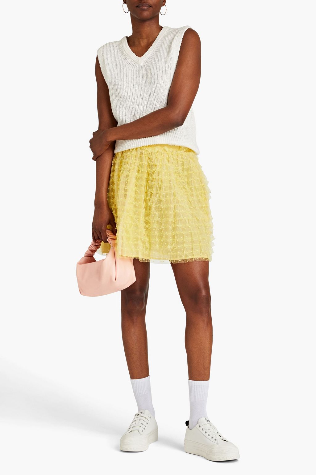 REDVALENTINO تنورة قصيرة من قماش بوان ديسبري بتصميم مقسم