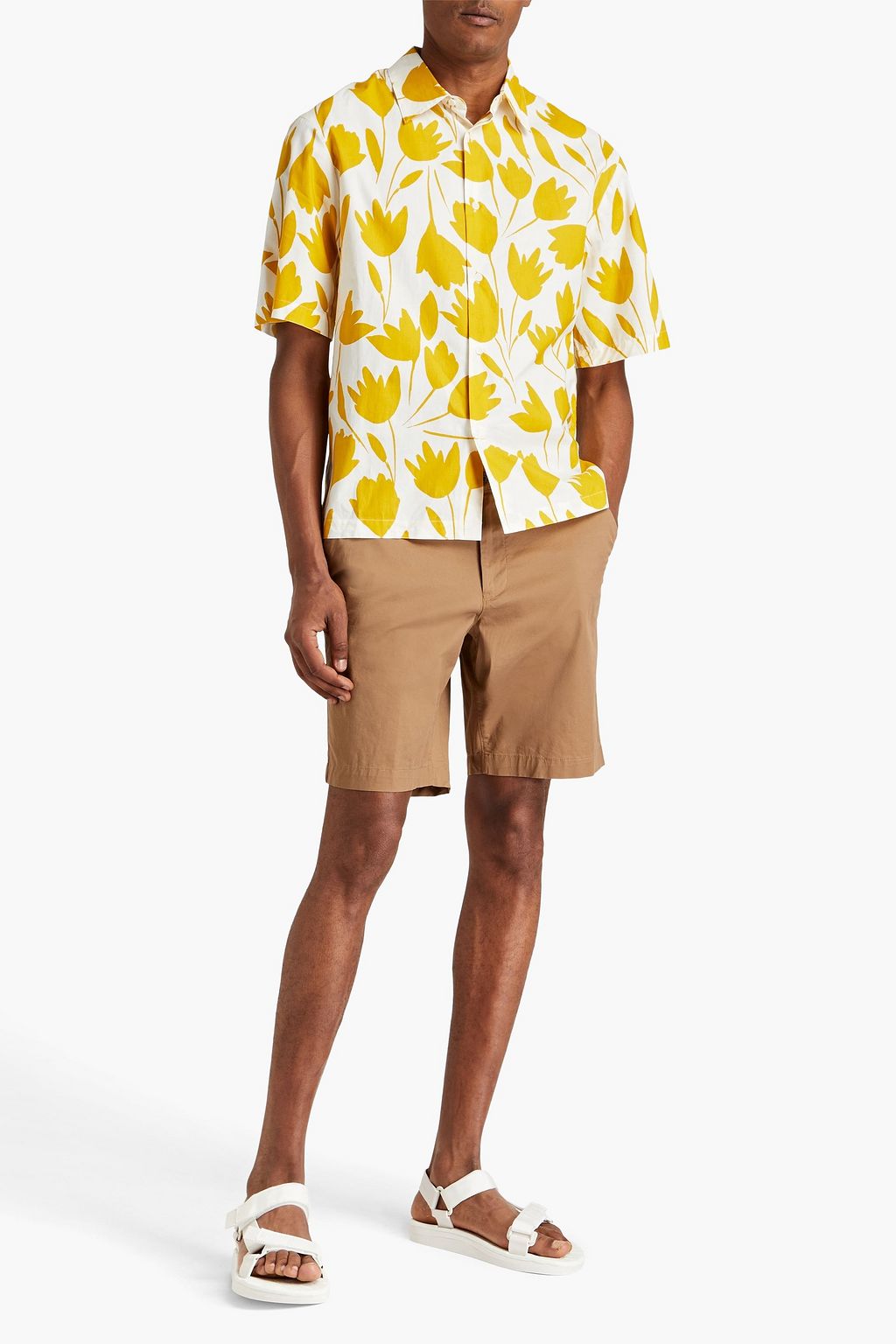 SANDRO Floral-print cotton-poplin shirt
