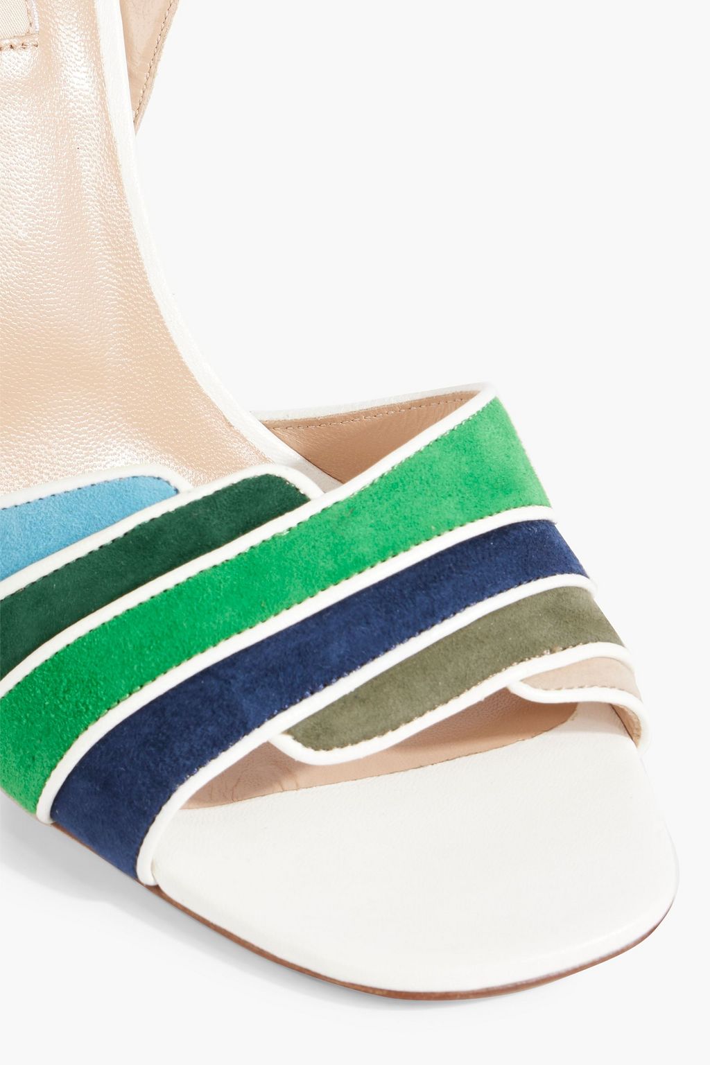 VALENTINO GARAVANI Striped leather and suede sandals