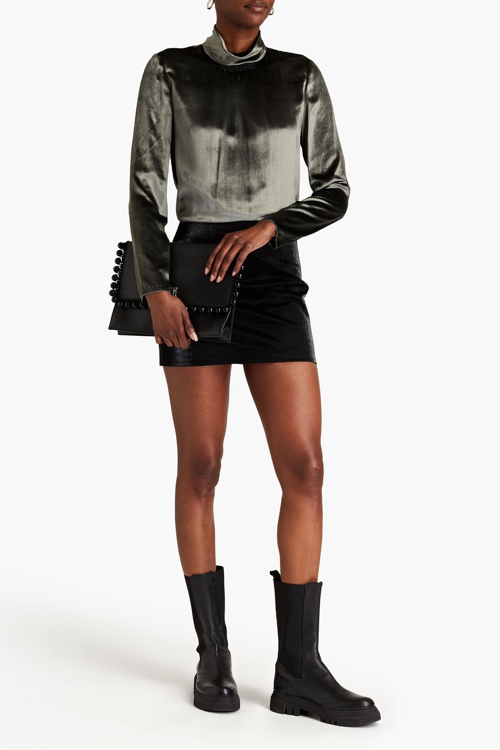 REDVALENTINO Shirred velvet blouse
