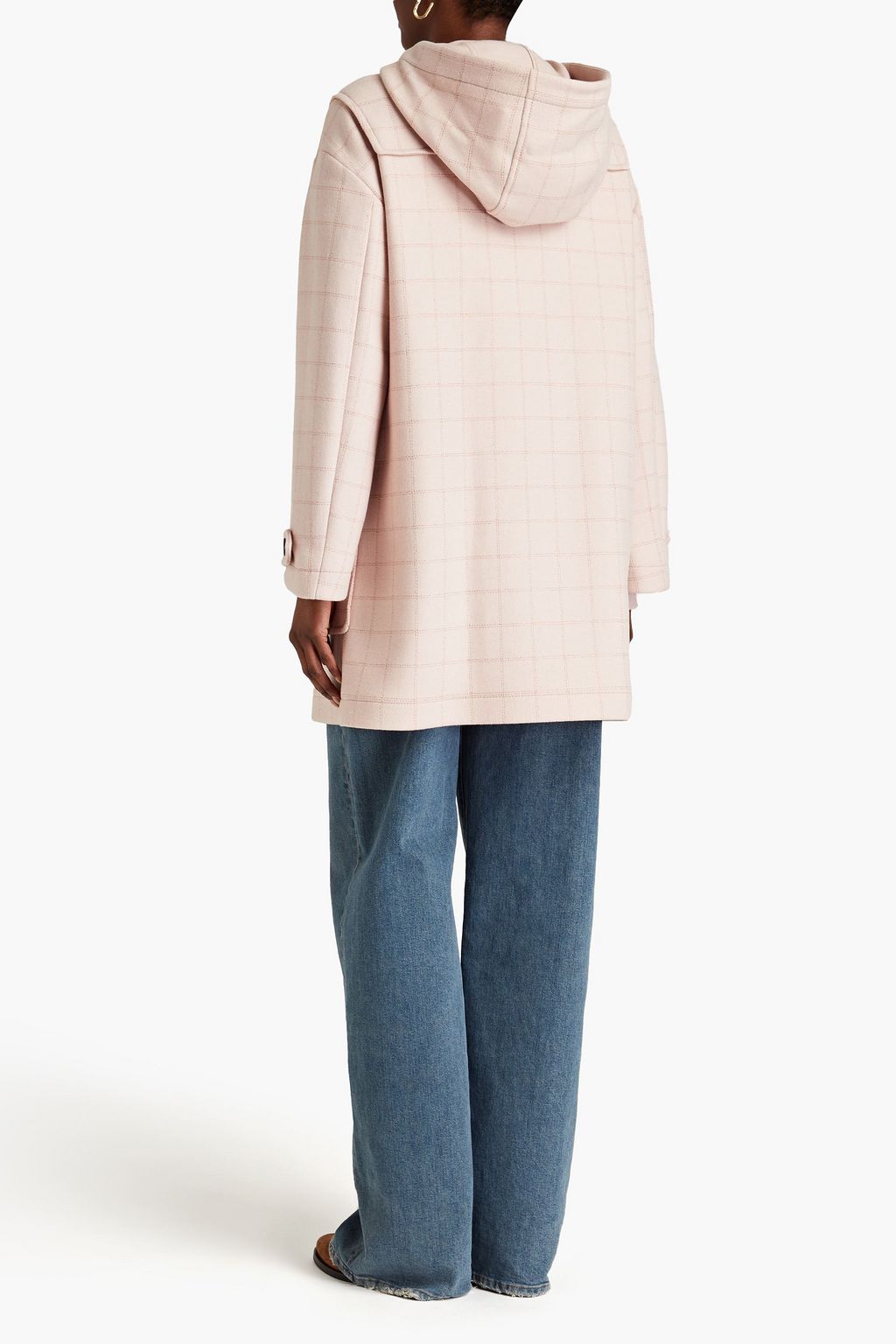 REDVALENTINO Checked wool-blend hooded coat