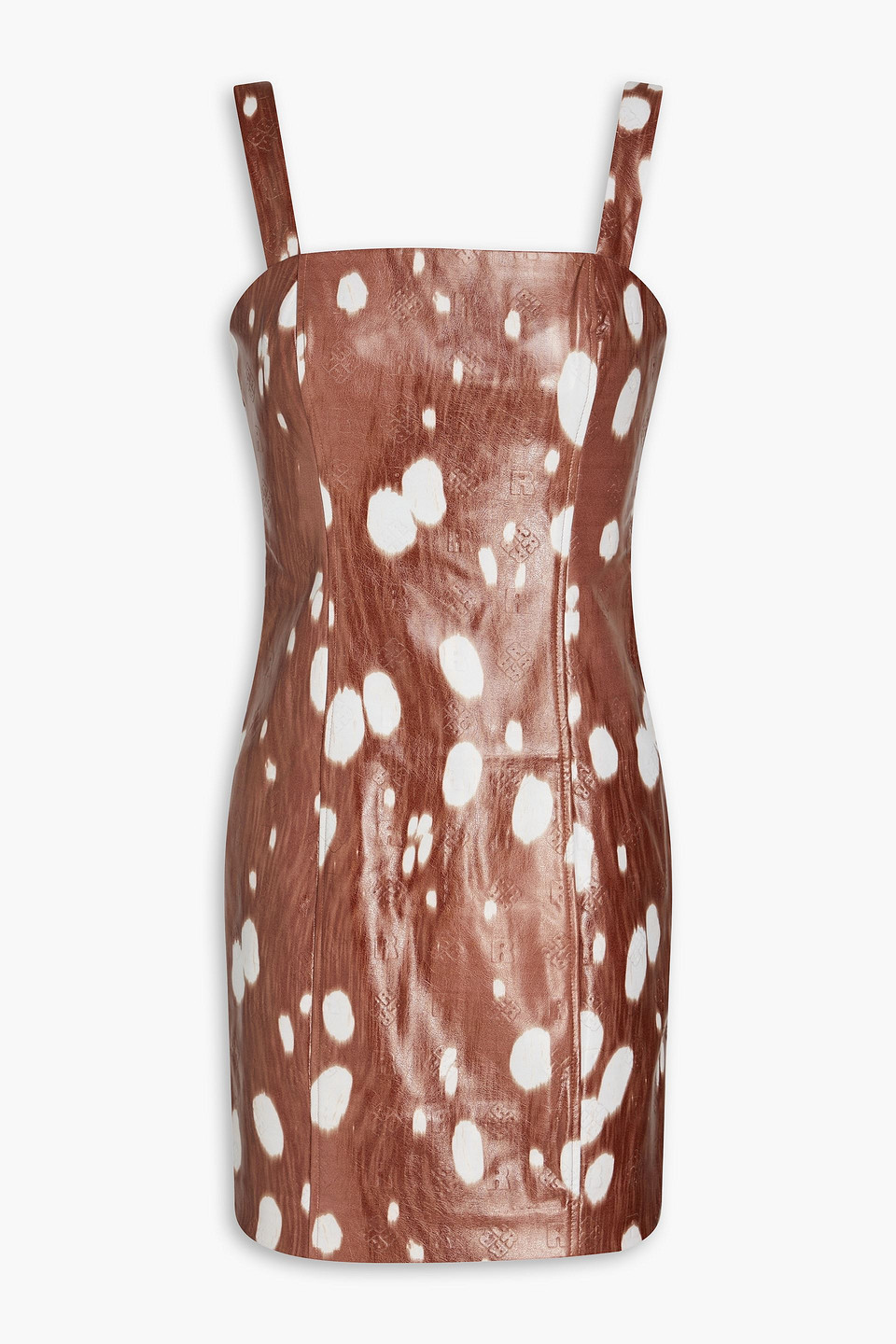 Rotate Birger Christensen Herlina Printed Faux Leather Mini Dress In Brown