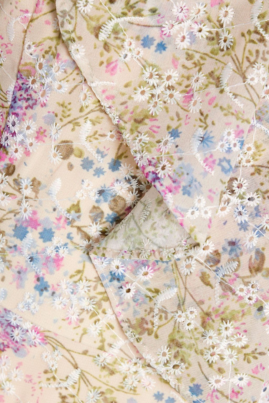MIKAEL AGHAL Tiered floral-print broderie anglaise maxi dress