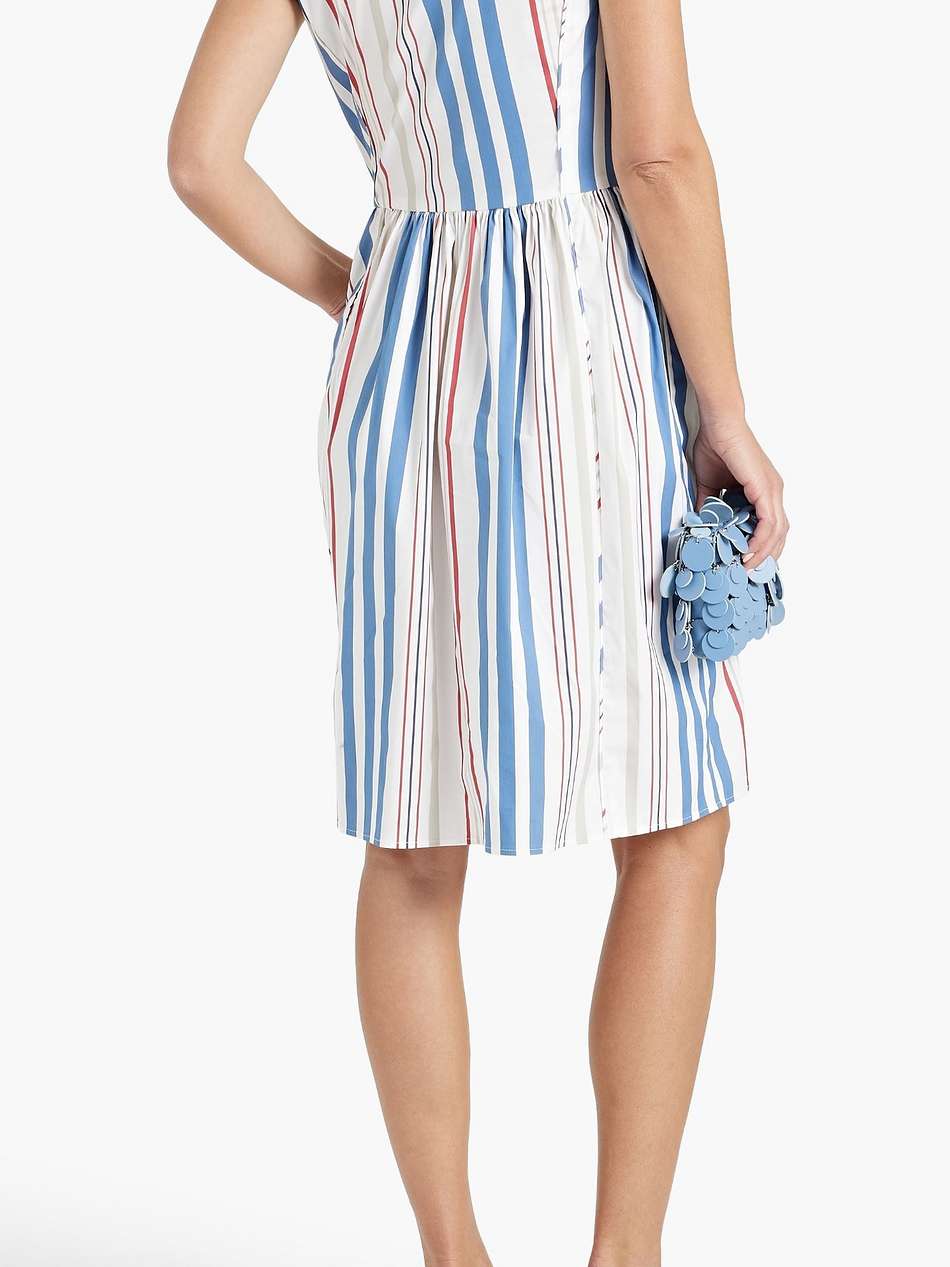 striped cotton-blend poplin shirt dress
