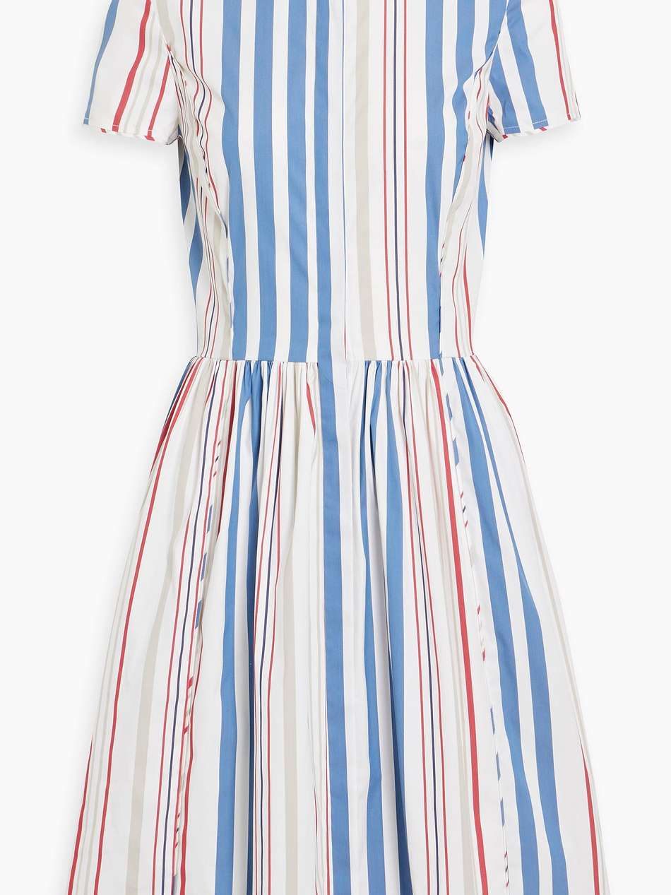 striped cotton-blend poplin shirt dress