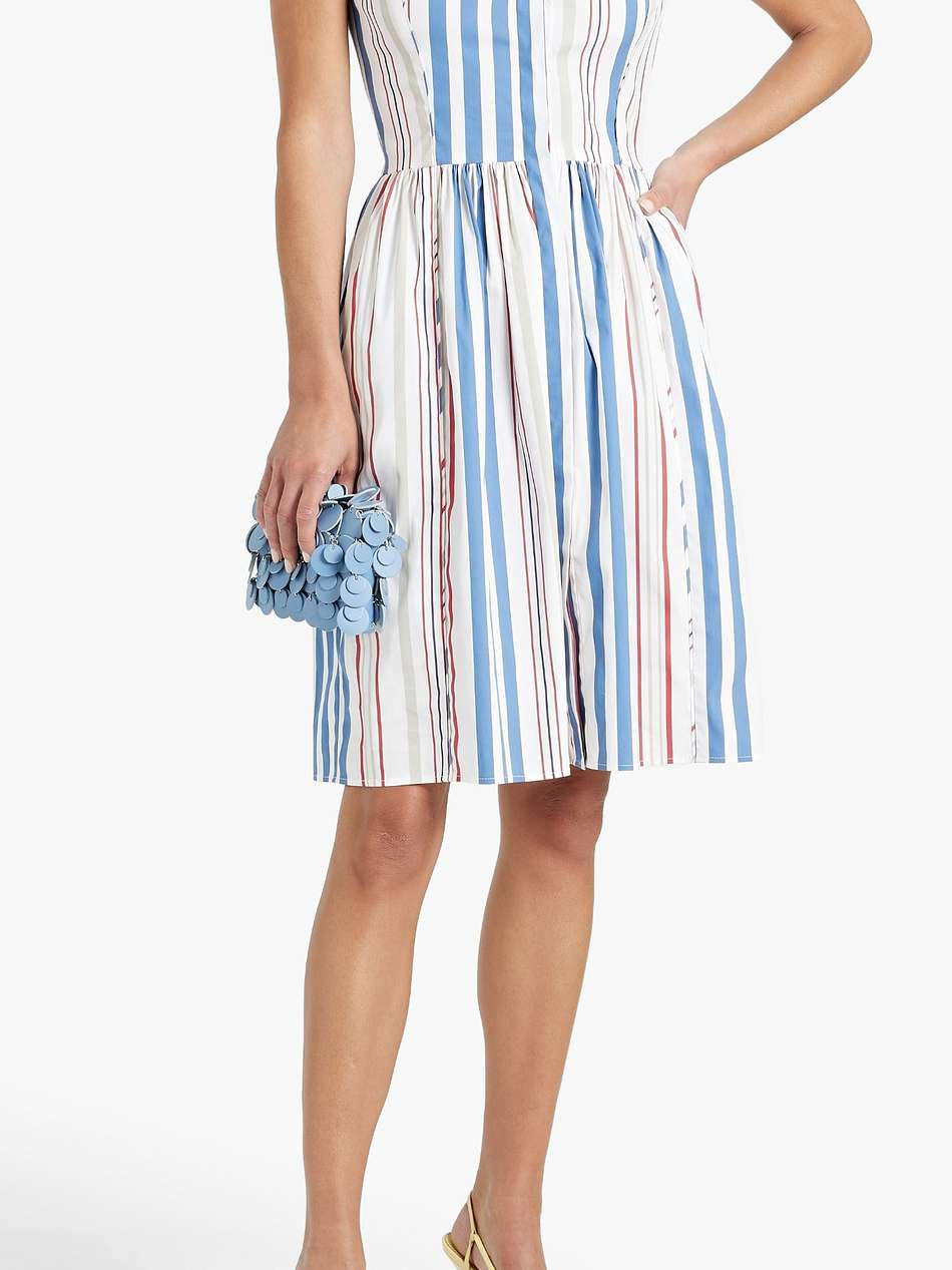 striped cotton-blend poplin shirt dress