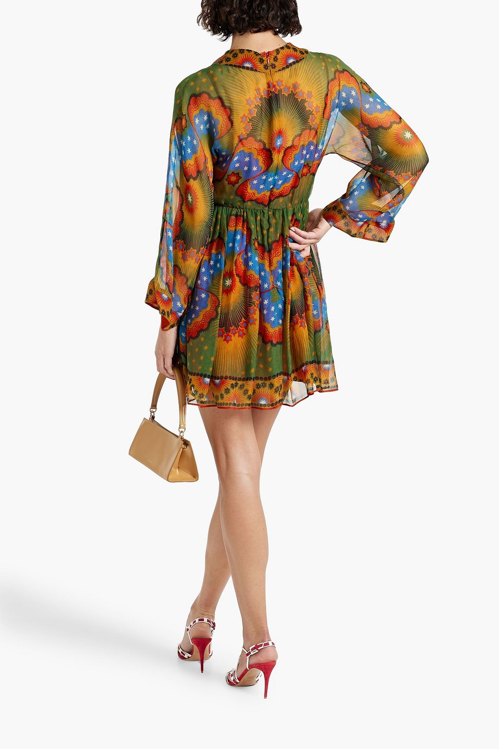 VALENTINO GARAVANI Wrap-effect printed silk-chiffon mini dress
