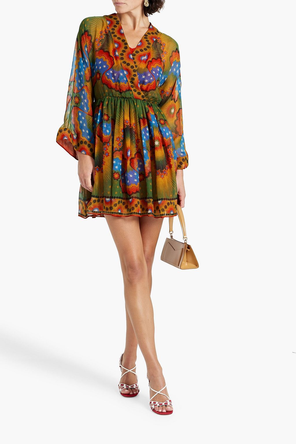 VALENTINO GARAVANI Wrap-effect printed silk-chiffon mini dress