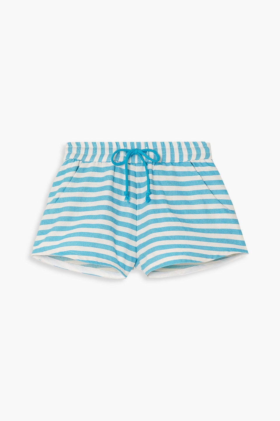 Paradised + Net Sustain Hanna Striped Cotton-gauze Shorts In Turquoise