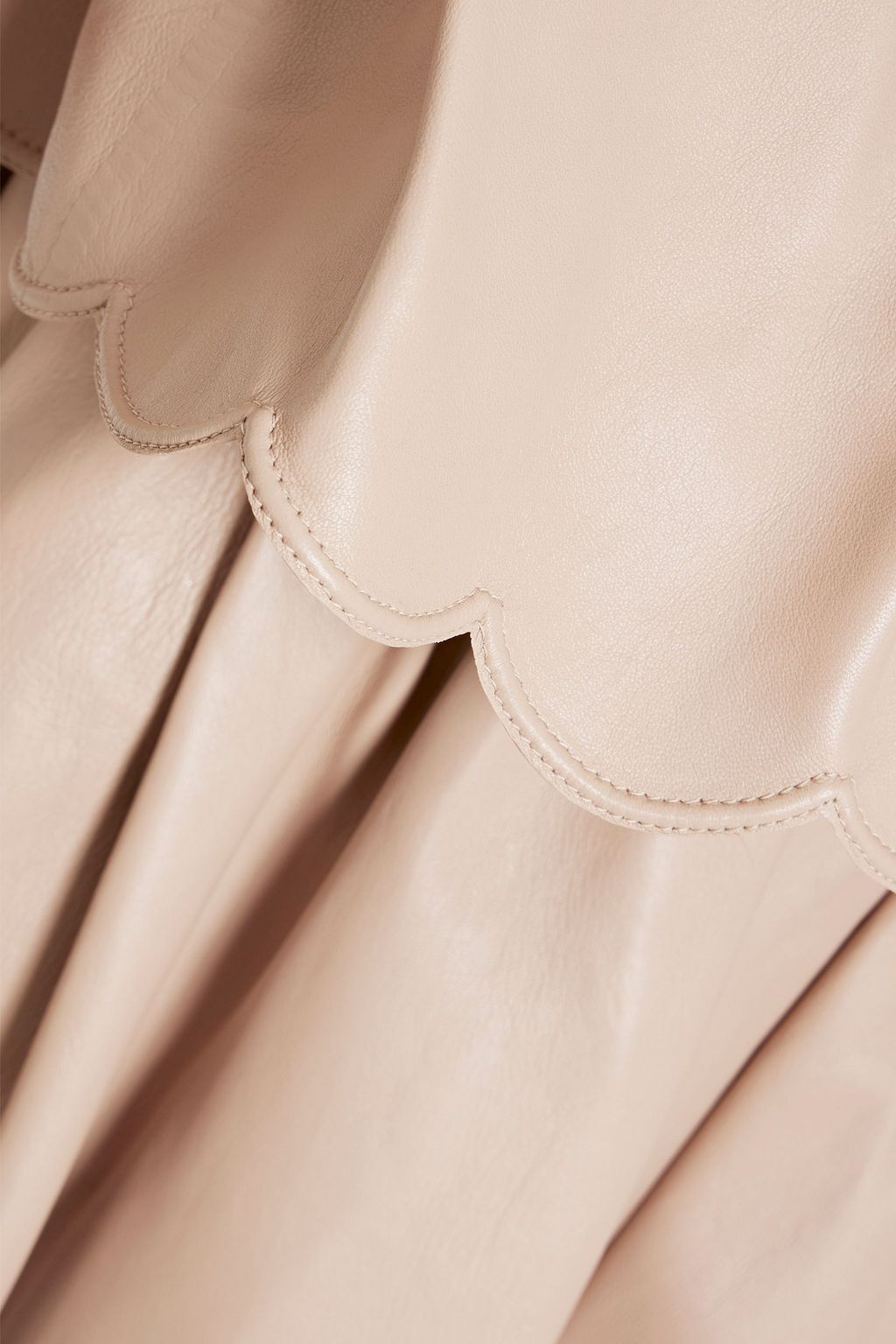 VALENTINO GARAVANI Off-the-shoulder pleated leather mini dress