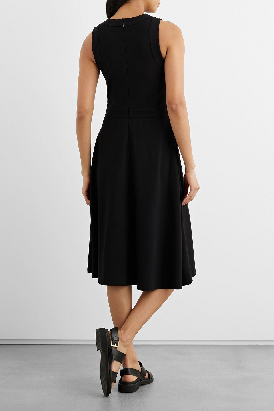 Iris & Ink Diana Jersey Midi Dress In Black