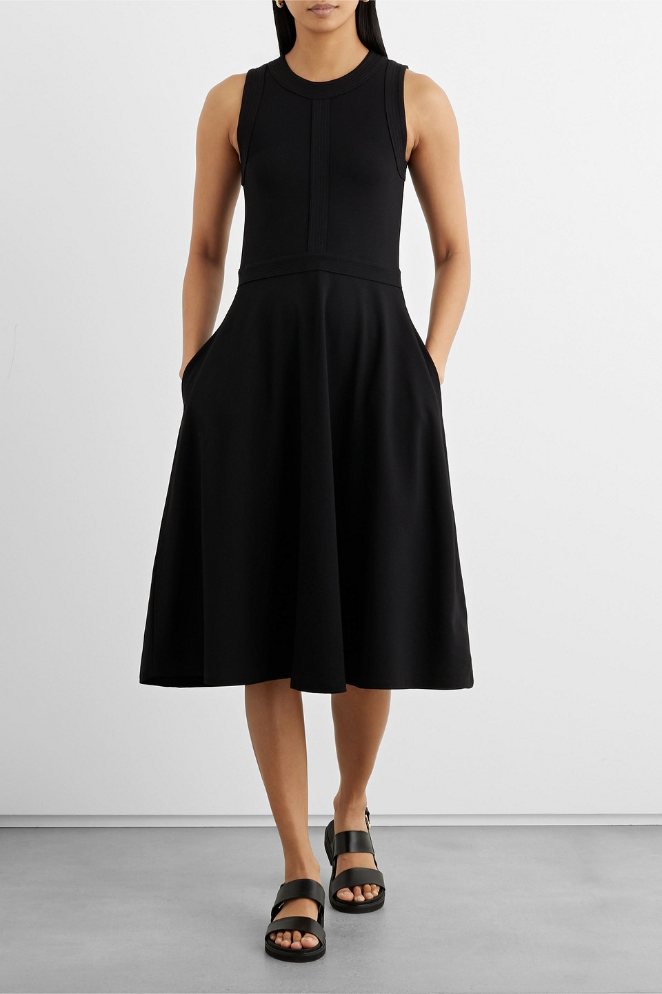 Iris & Ink Diana Jersey Midi Dress In Black