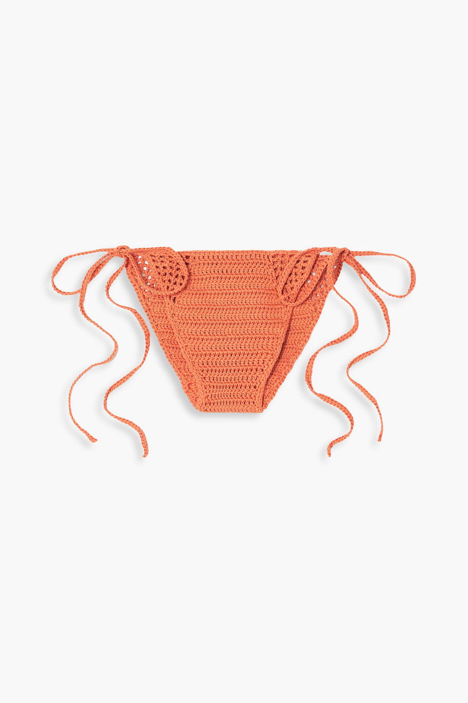 Cult Gaia Dylan Crocheted Cotton Low-rise Bikini Briefs In Orange