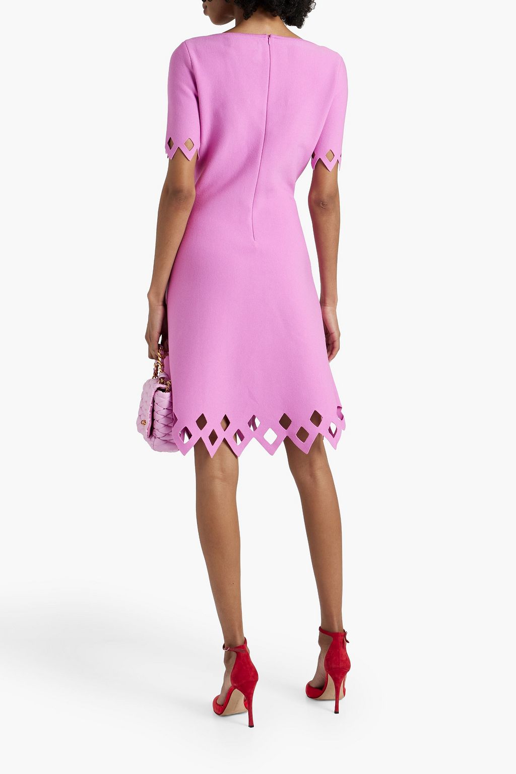 OSCAR DE LA RENTA Laser-cut stretch-knit dress