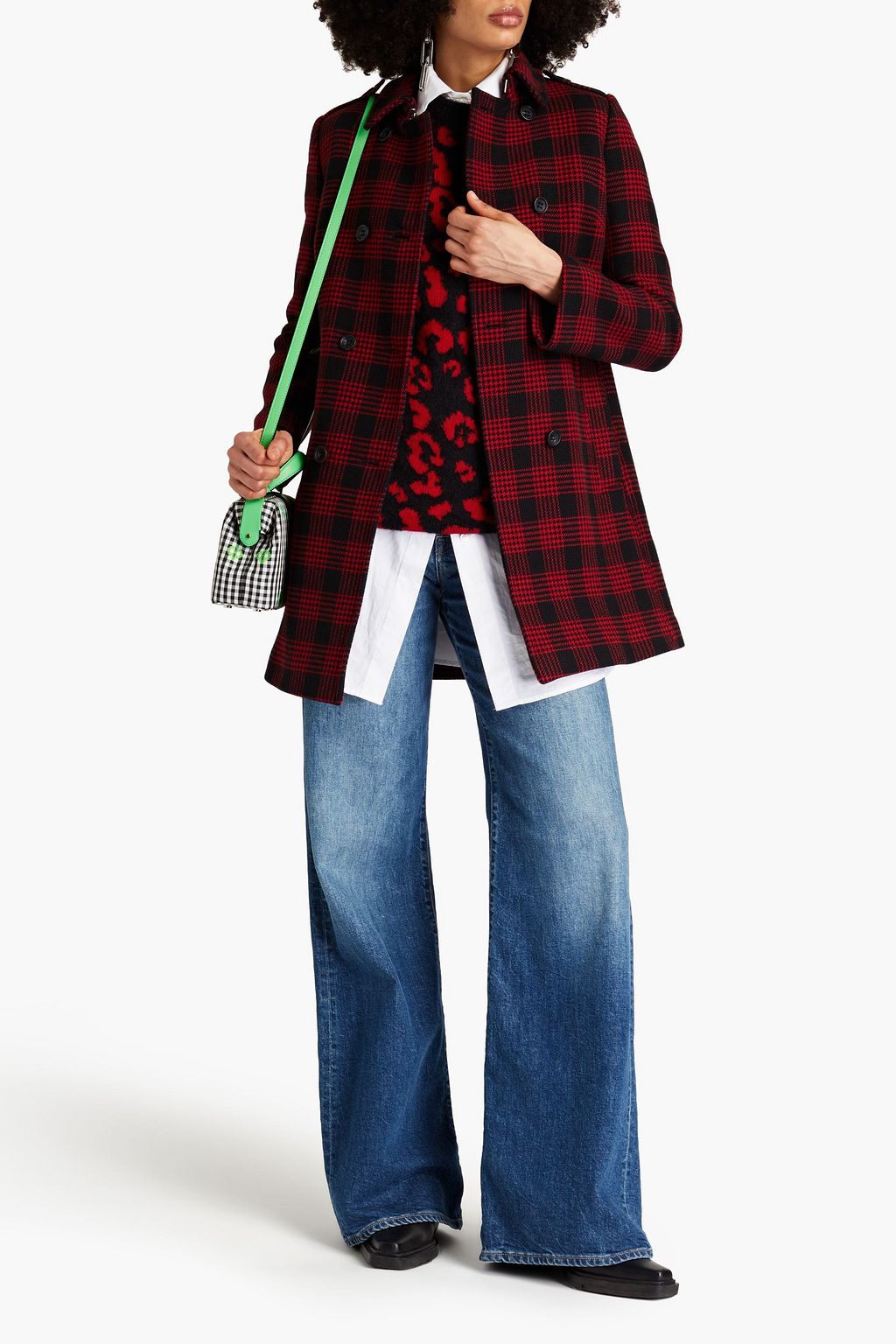 REDVALENTINO Prince of Wales checked tweed coat