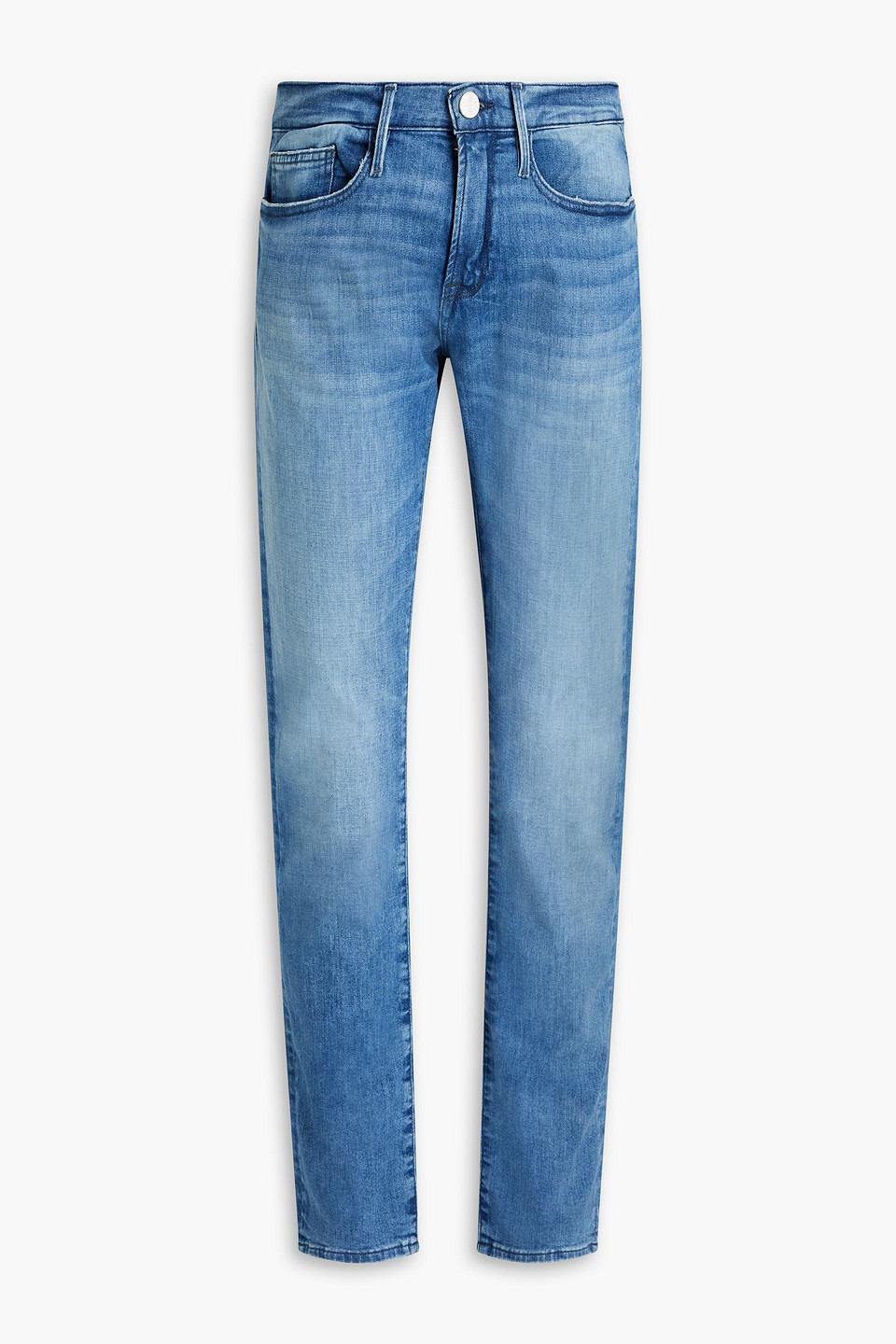 Shop Frame L'homme Slim-fit Faded Denim Jeans In Mid Denim