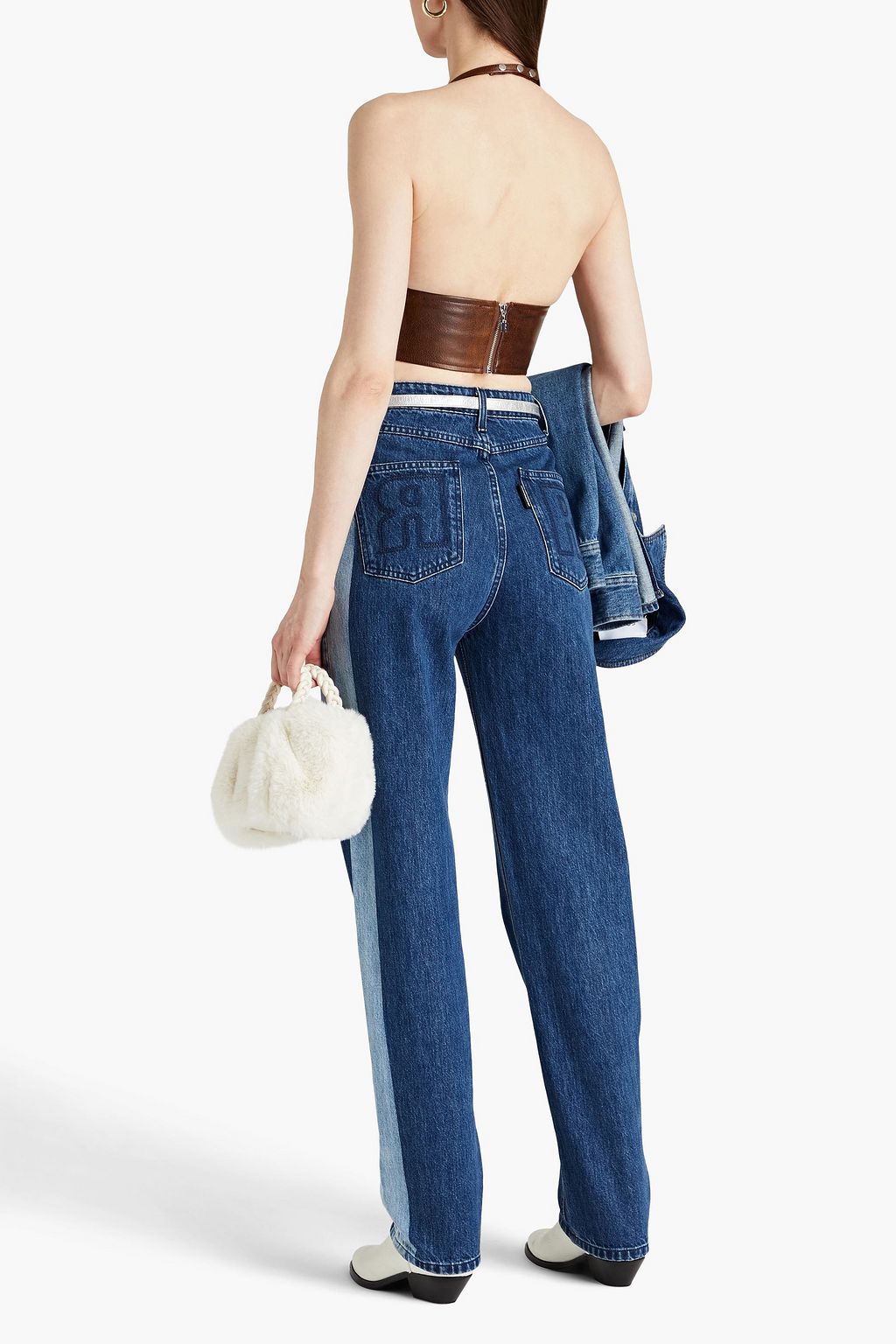 ROTATE BIRGER CHRISTENSEN Cropped faux leather halterneck top
