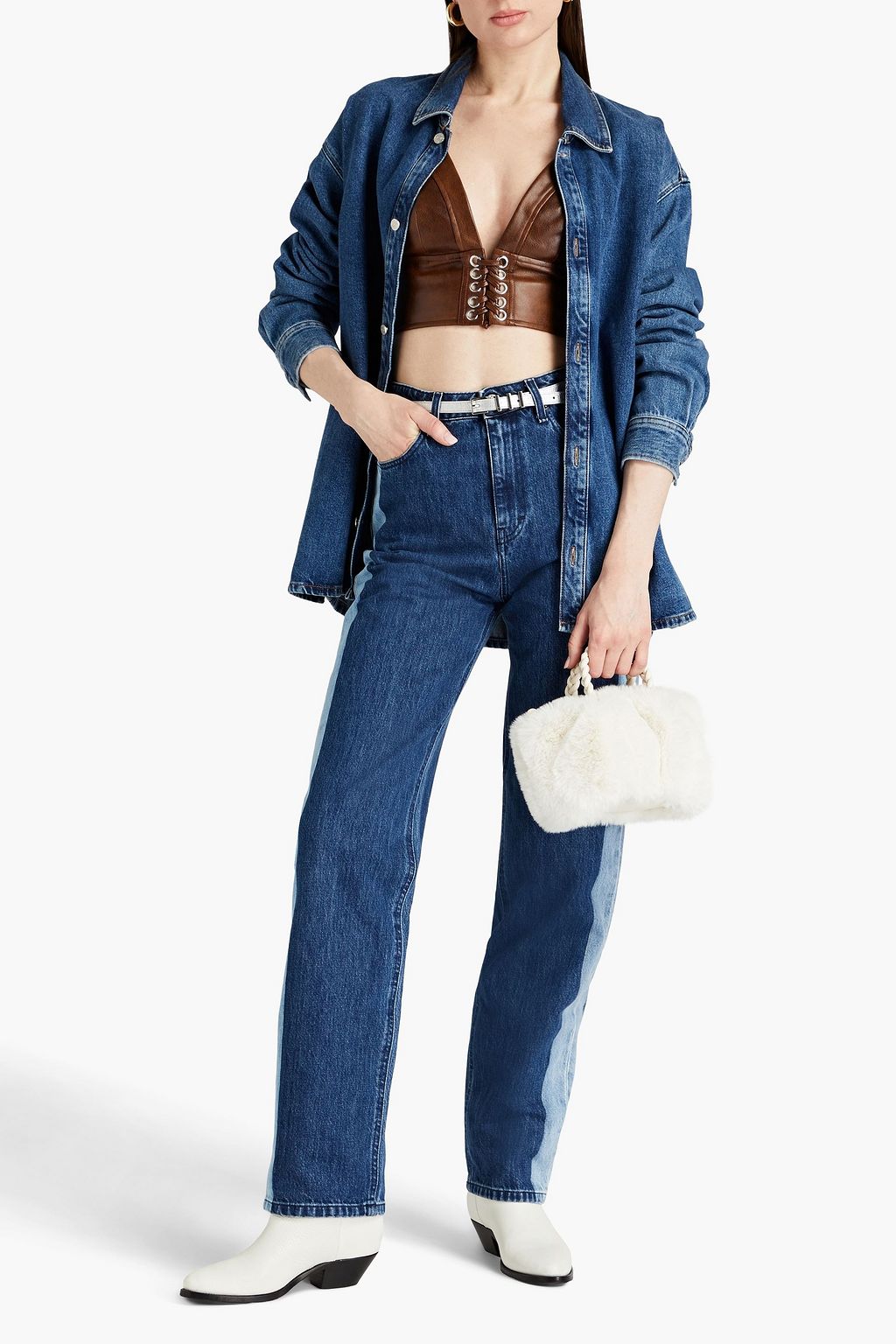ROTATE BIRGER CHRISTENSEN Cropped faux leather halterneck top