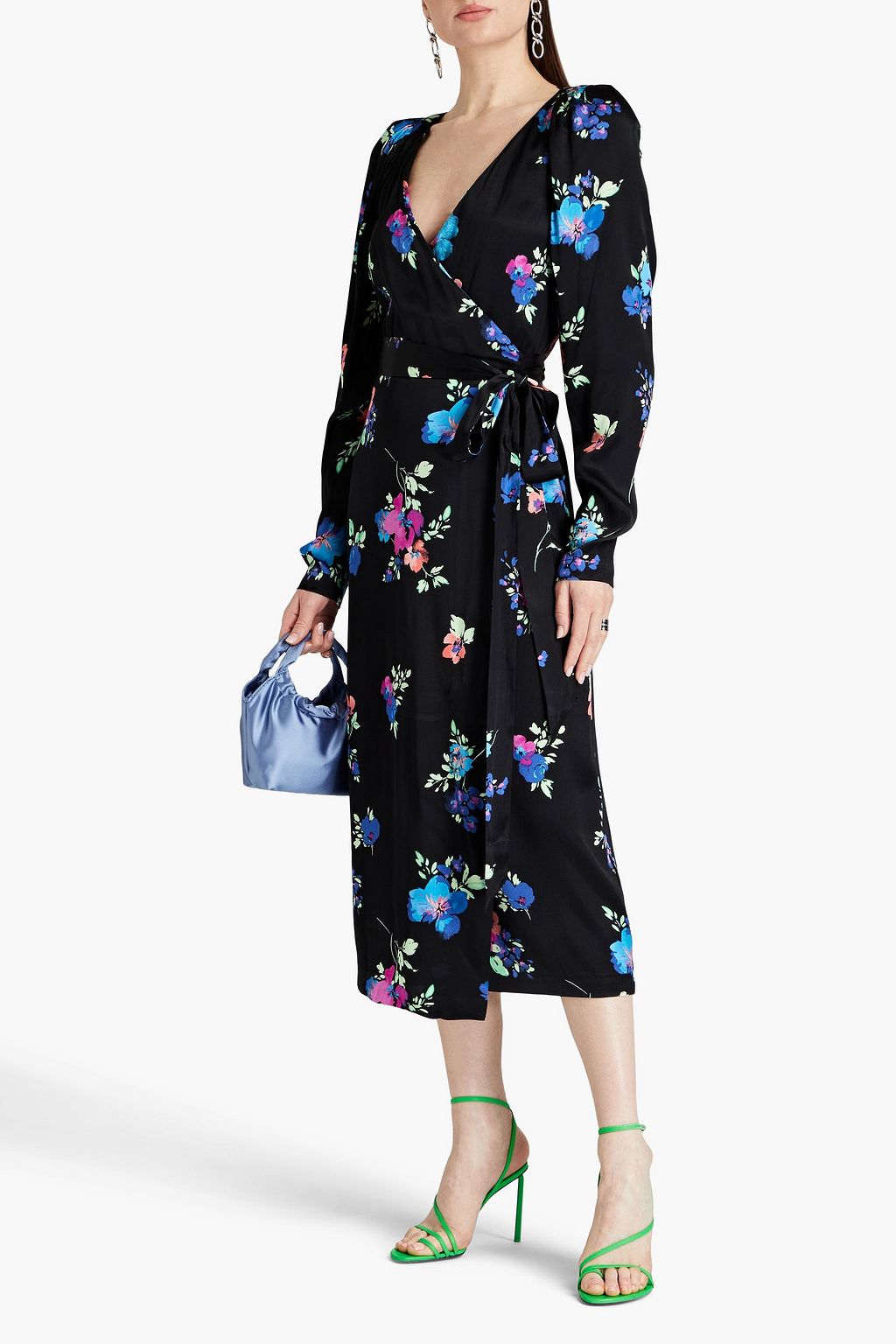 ROTATE BIRGER CHRISTENSEN Floral-print satin midi wrap dress