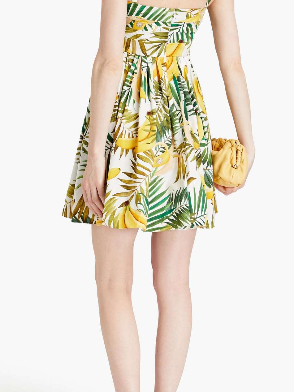 knotted printed stretch-cotton poplin mini dress