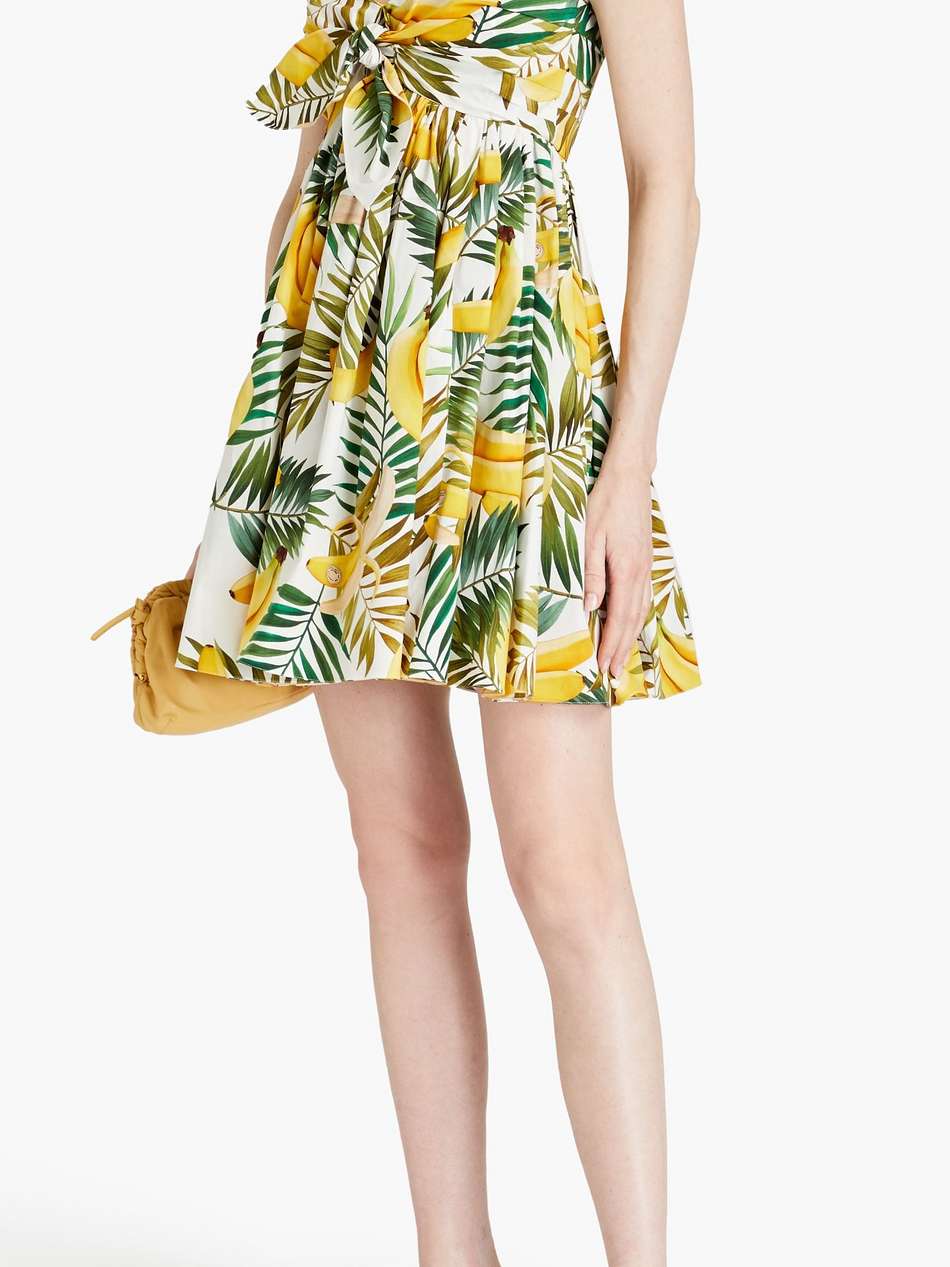 knotted printed stretch-cotton poplin mini dress