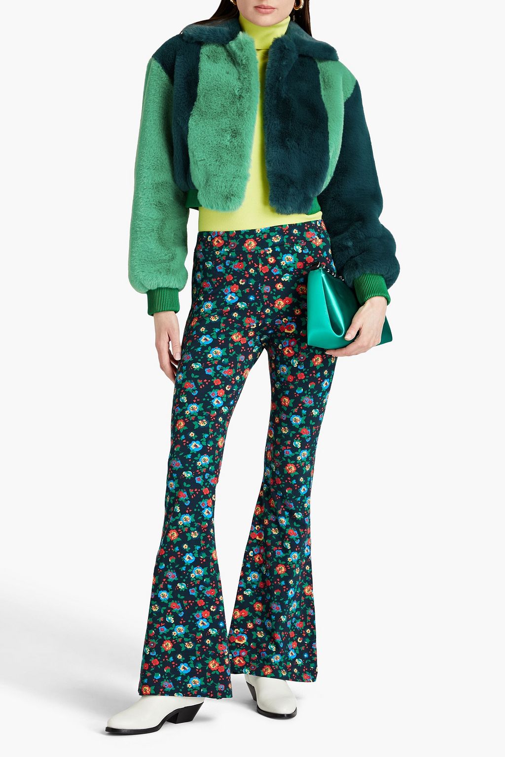 ROTATE BIRGER CHRISTENSEN Cropped two-tone faux fur coat