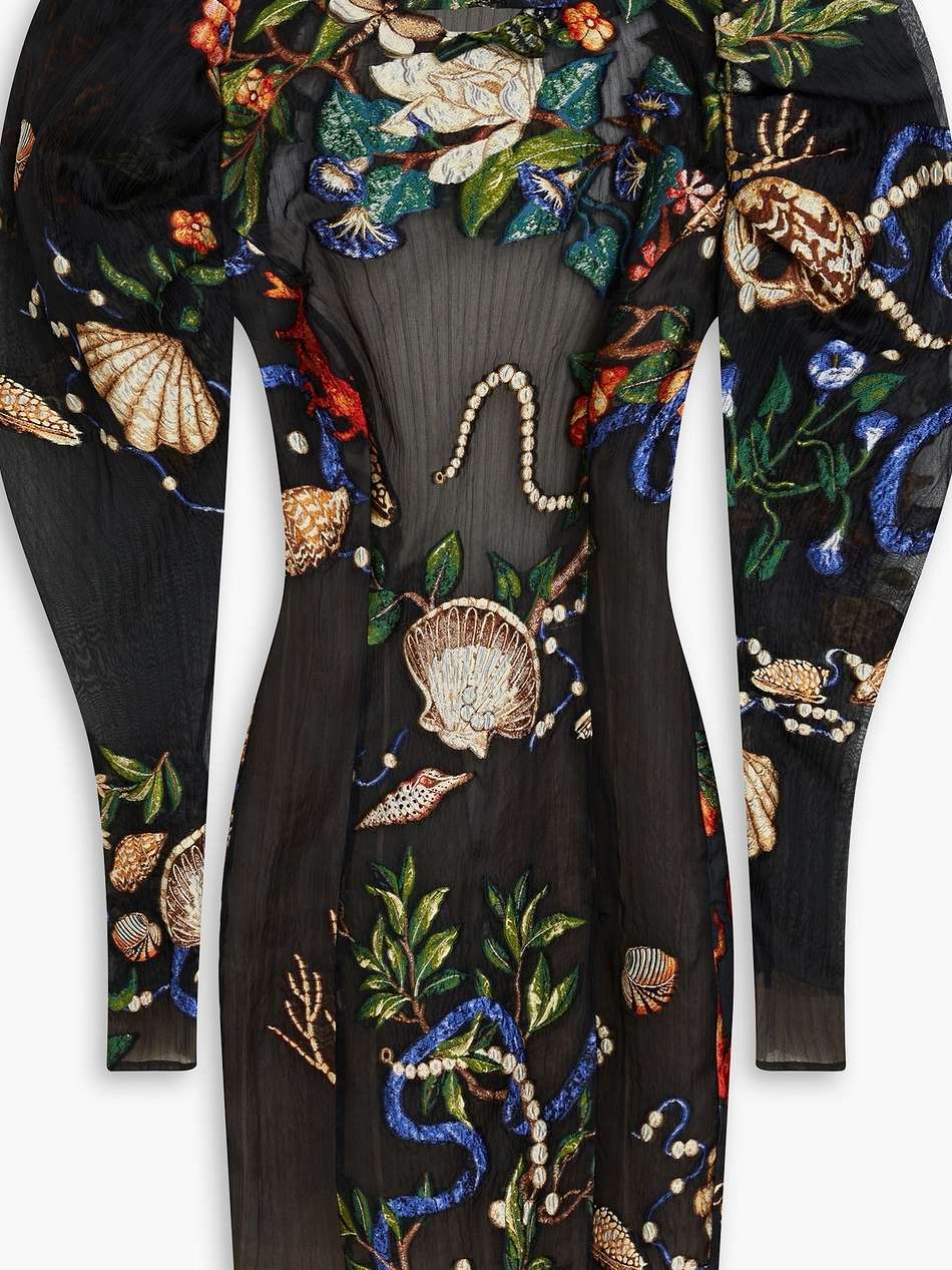 open-back embroidered fil coupé mini dress