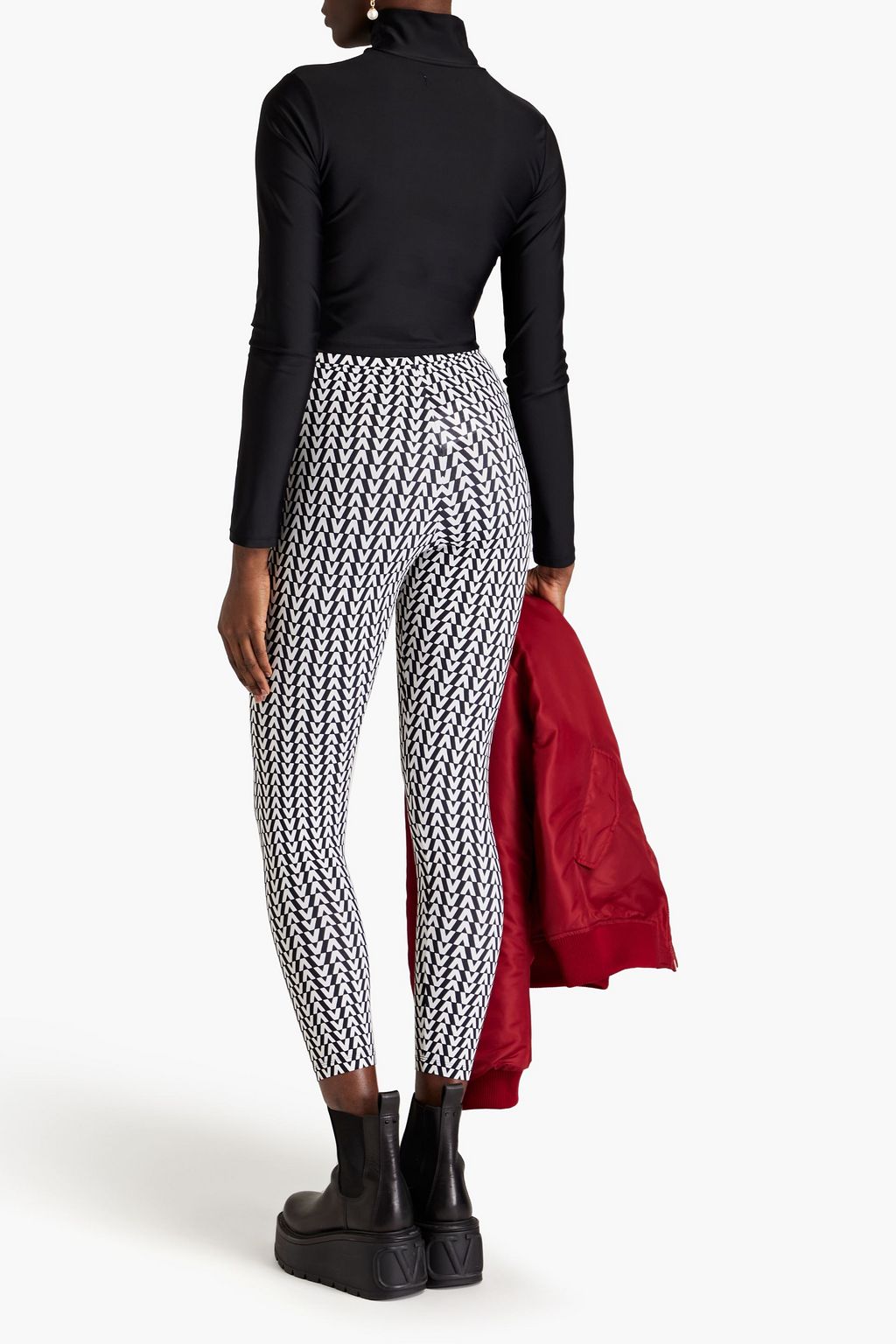 VALENTINO GARAVANI Cropped logo-print stretch-jersey leggings