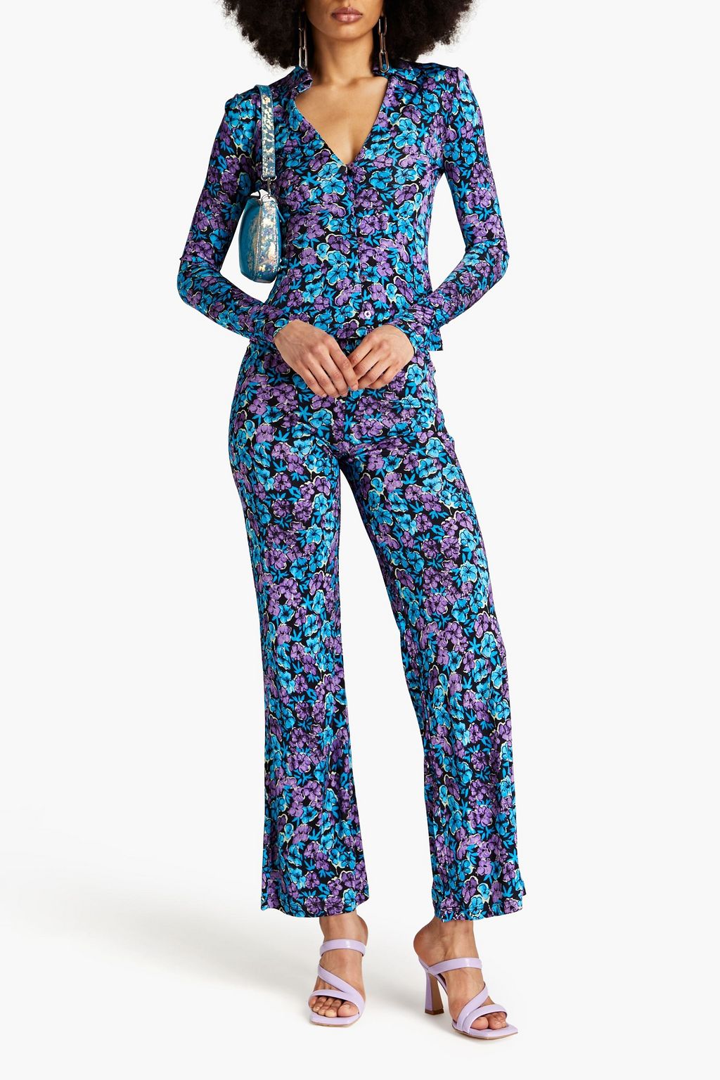 ROTATE BIRGER CHRISTENSEN Mariah floral-print satin-jersey shirt