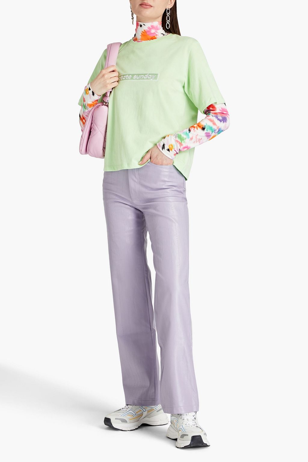 ROTATE BIRGER CHRISTENSEN 일스킨 이펙트 인조 가죽 스트레이트 레그 팬츠