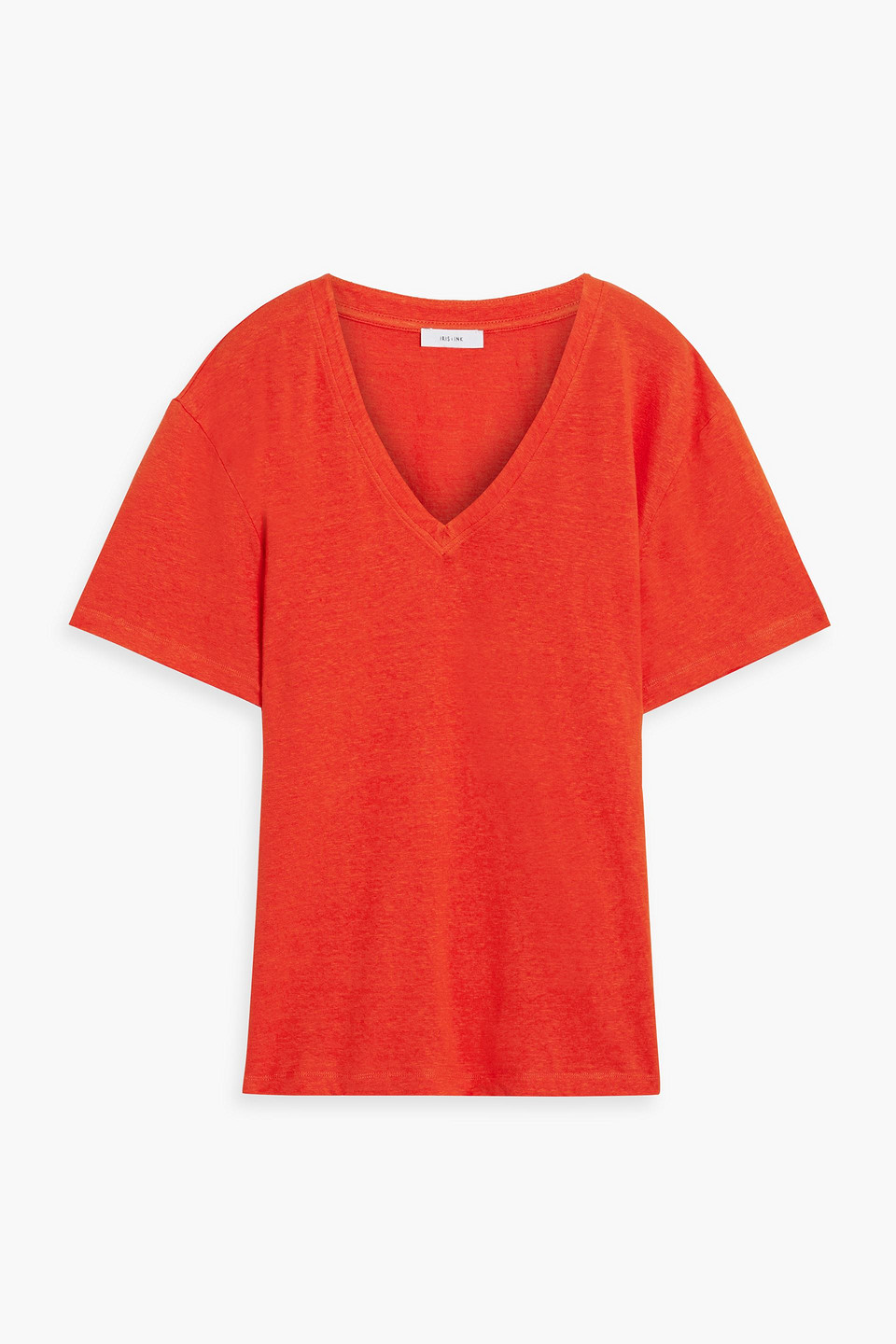 Iris & Ink Thea Slub Linen-blend Jersey T-shirt In Tomato Red