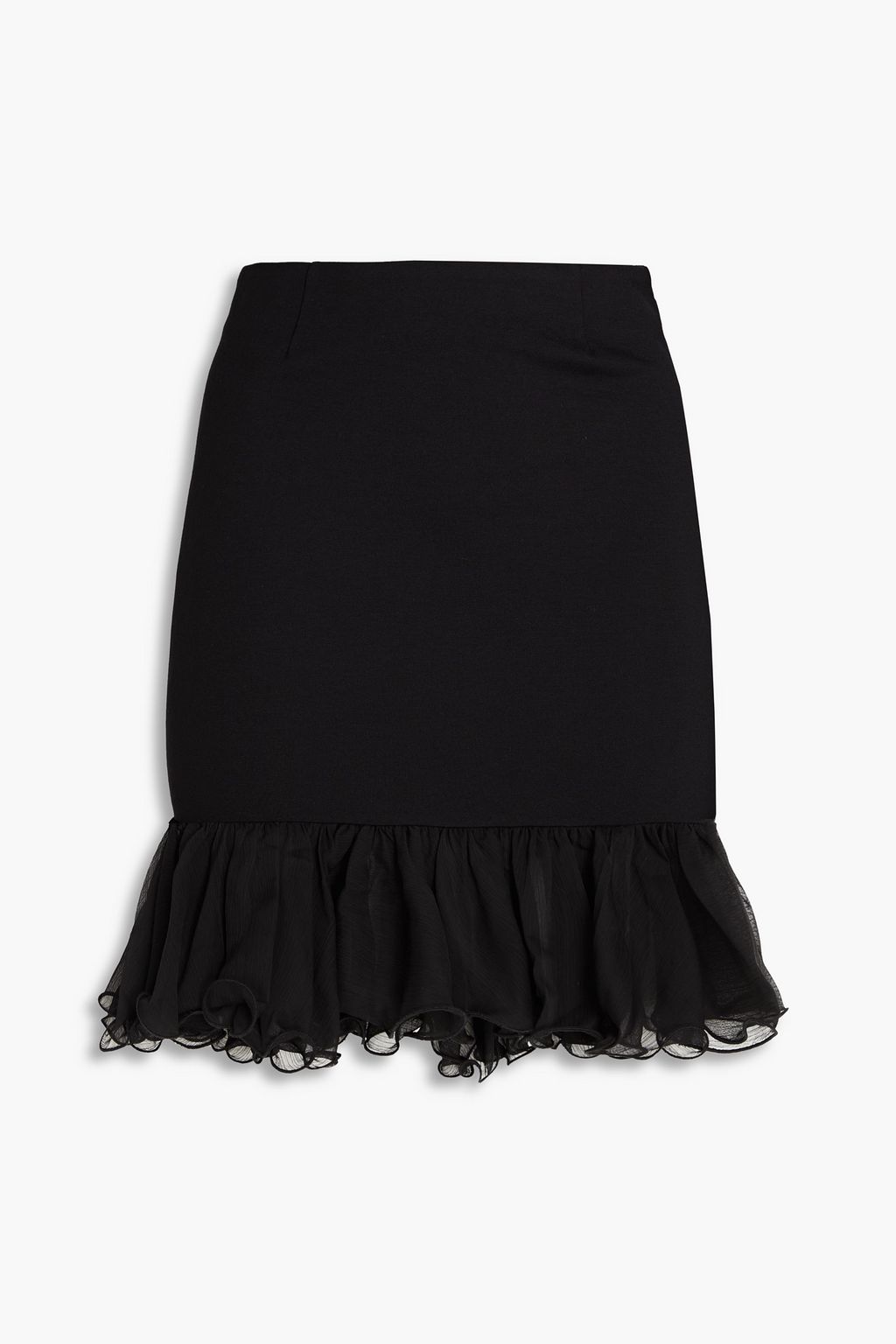 ROTATE BIRGER CHRISTENSEN Ruffled crepon-paneled jersey mini skirt ...