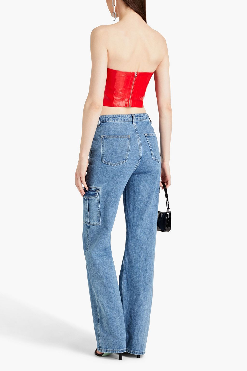 ROTATE BIRGER CHRISTENSEN Faux eel-effect leather bustier top