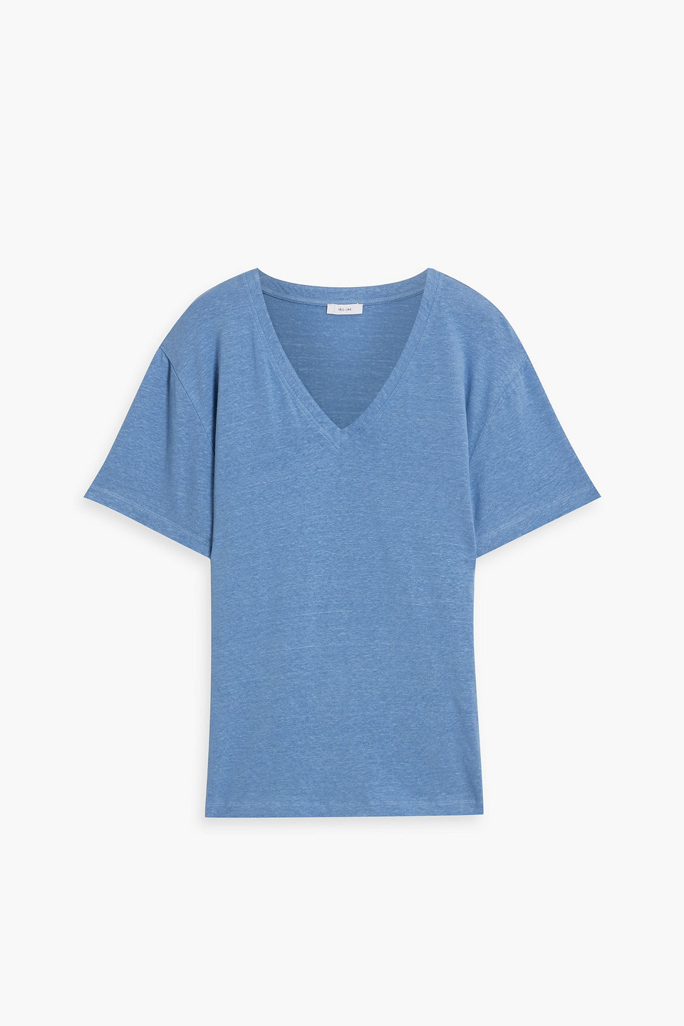 Iris & Ink Thea Stretch-linen Jersey T-shirt In Light Blue