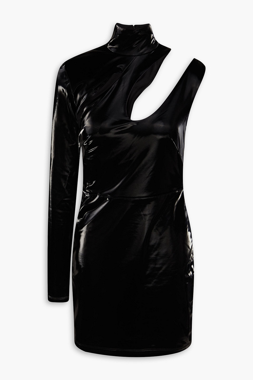 Rotate Birger Christensen Black One Shoulder Minidress With Cutouts In Black