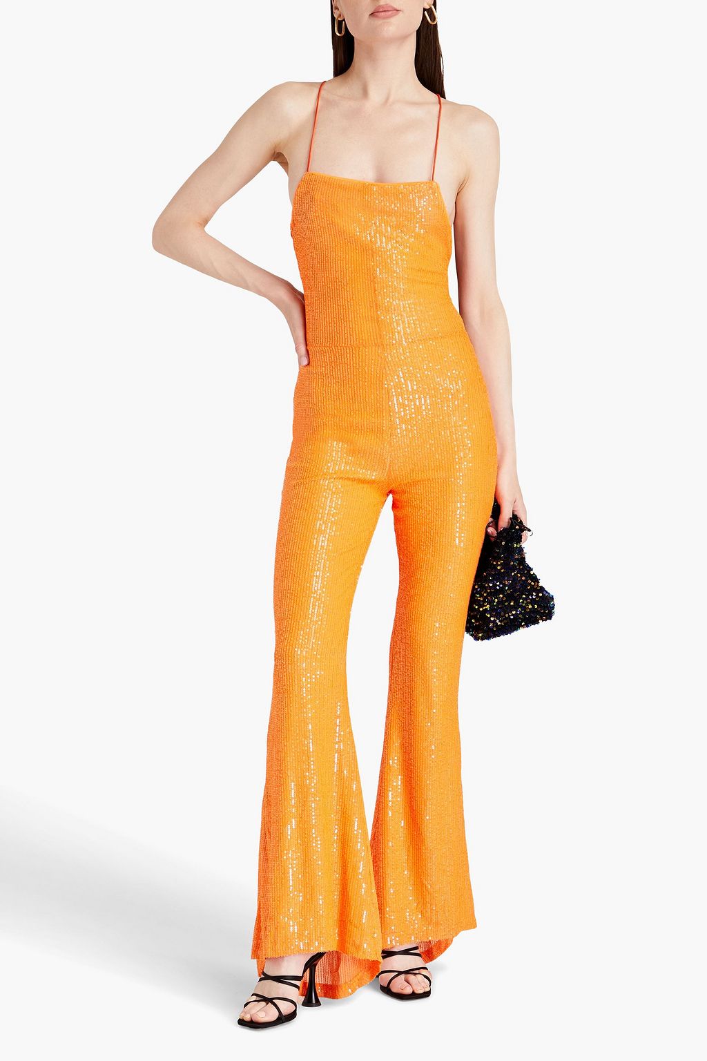 ROTATE BIRGER CHRISTENSEN Sequined stretch-mesh jumpsuit