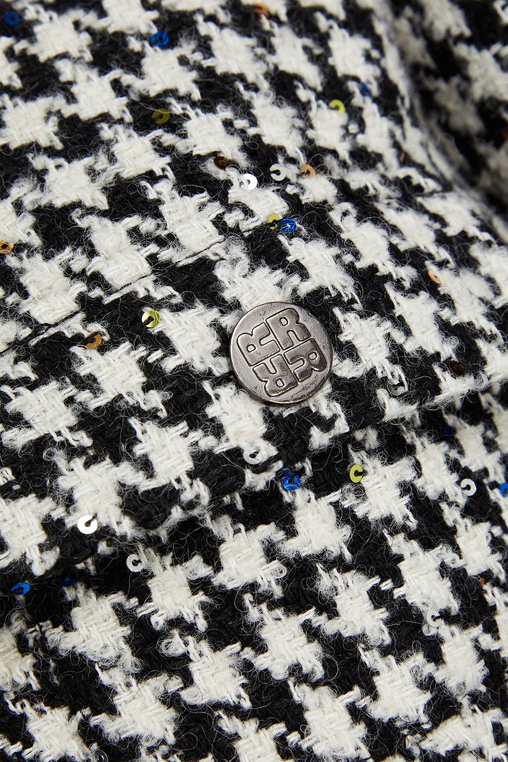 ROTATE BIRGER CHRISTENSEN Cropped sequin-embellished houndstooth tweed jacket
