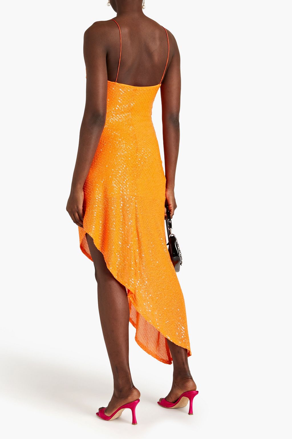 ROTATE BIRGER CHRISTENSEN Asymmetric sequined stretch-mesh slip dress