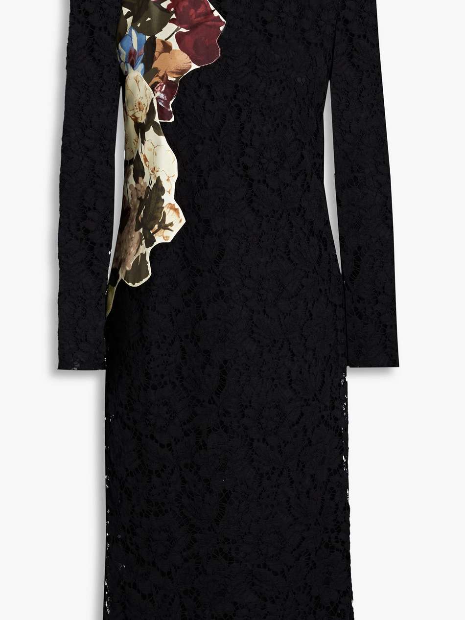 appliquéd cotton-blend corded lace dress
