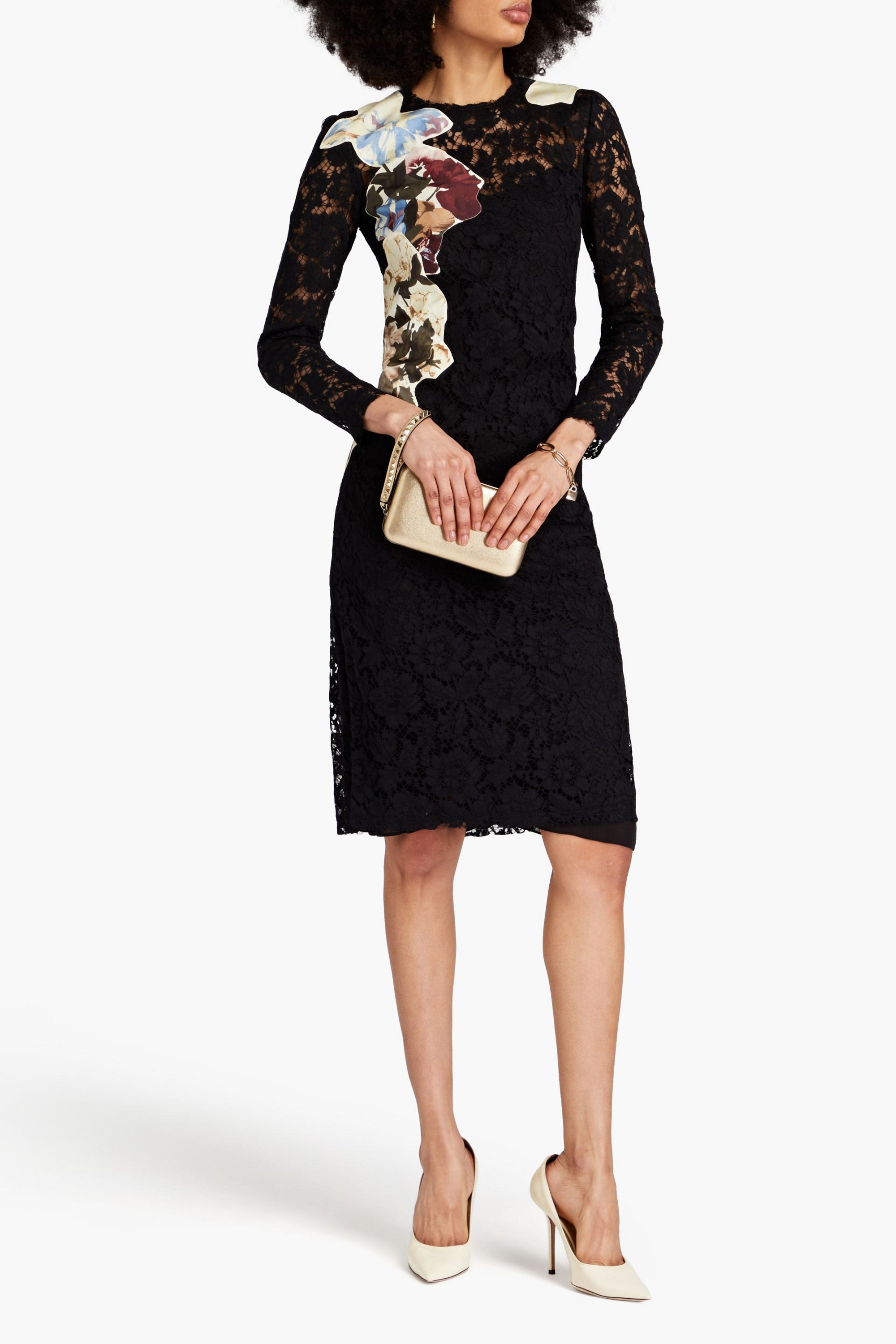 Valentino Garavani Appliquéd cotton-blend corded lace dress
