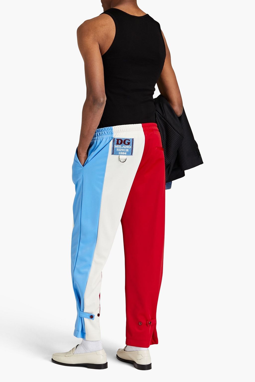 DOLCE & GABBANA Color-block satin-jersey track pants