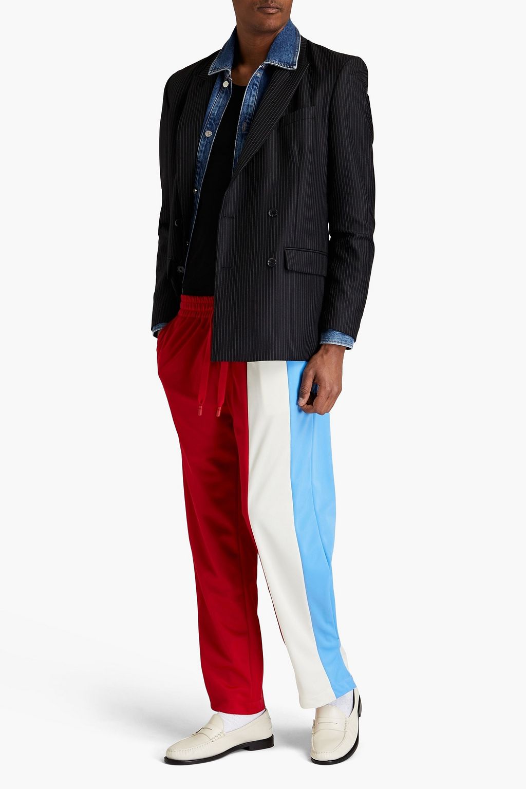 DOLCE & GABBANA Color-block satin-jersey track pants