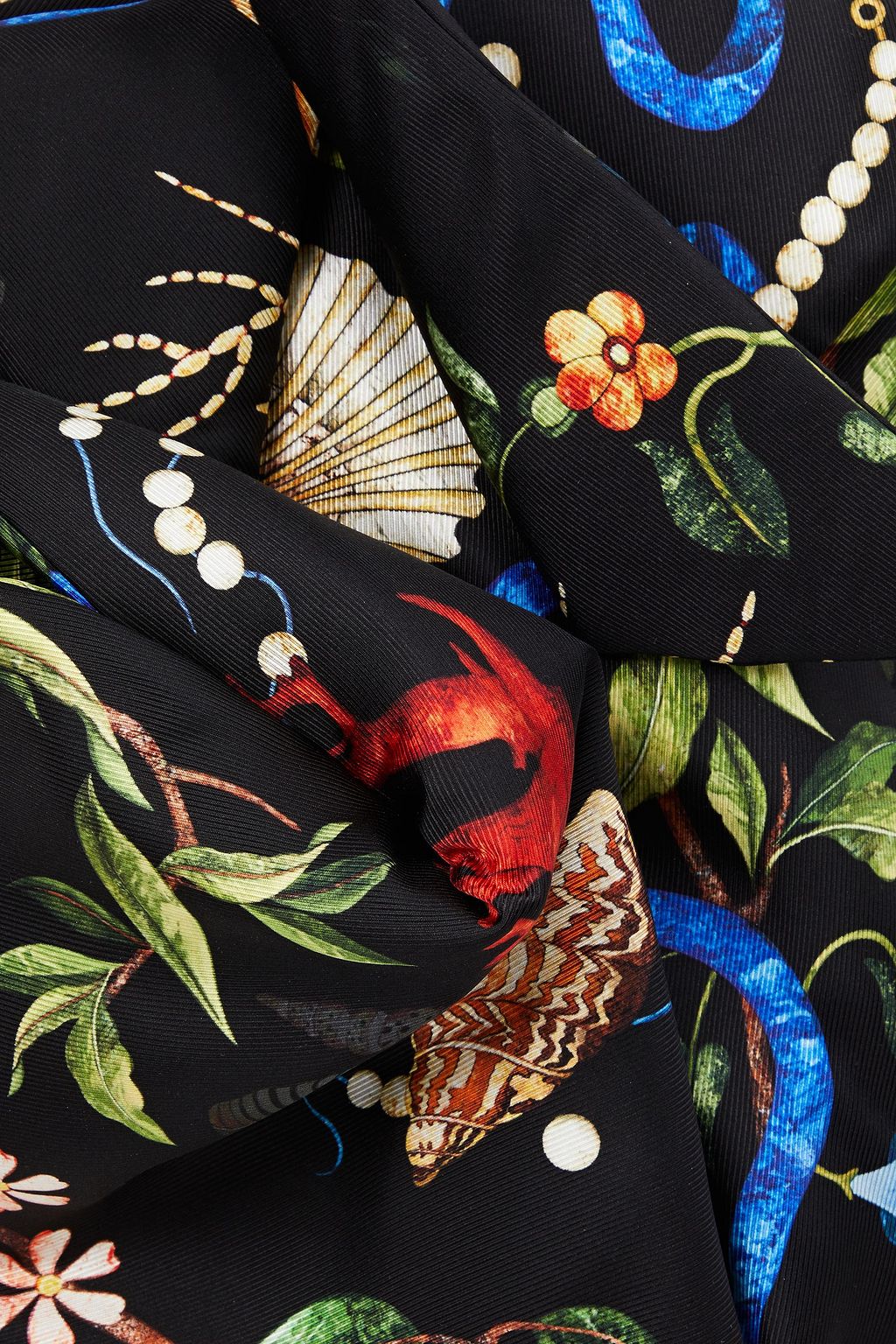 OSCAR DE LA RENTA Printed padded silk-twill wrap