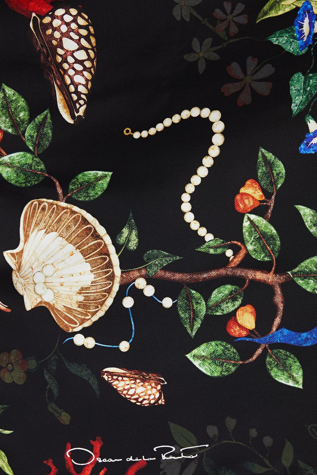 OSCAR DE LA RENTA Printed padded silk-twill wrap